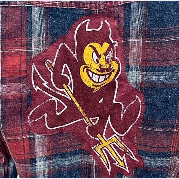 ASU Sun Devils Plaid Western Shirt MEDIUM Oversized Unique Football Tailgate - Picture 2 of 6